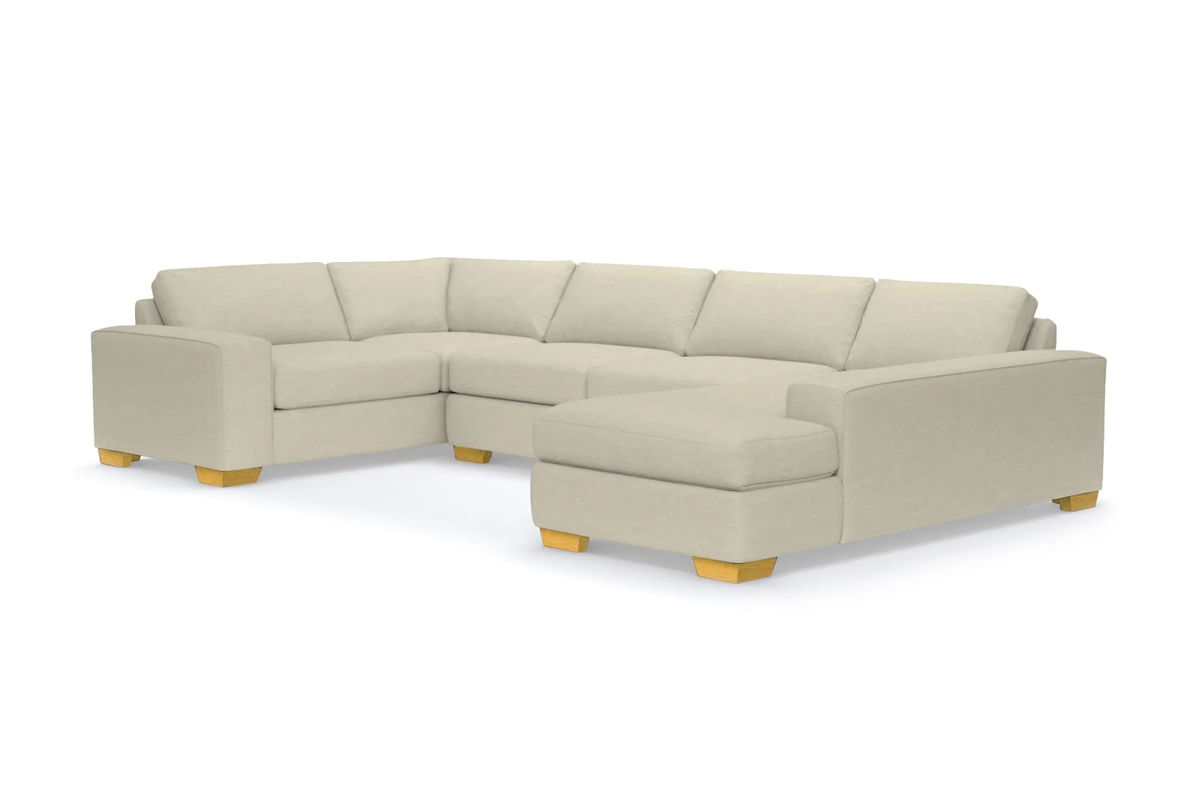 Melrose 3pc Sleeper Sectional :: Leg Finish: Natural / Configuration: RAF - Chaise on the Right / Sleeper Option: Memory Foam Mattress