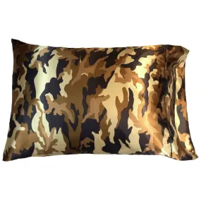 Military Gift. Dark Brown and Tan Camouflage Travel Pillow.