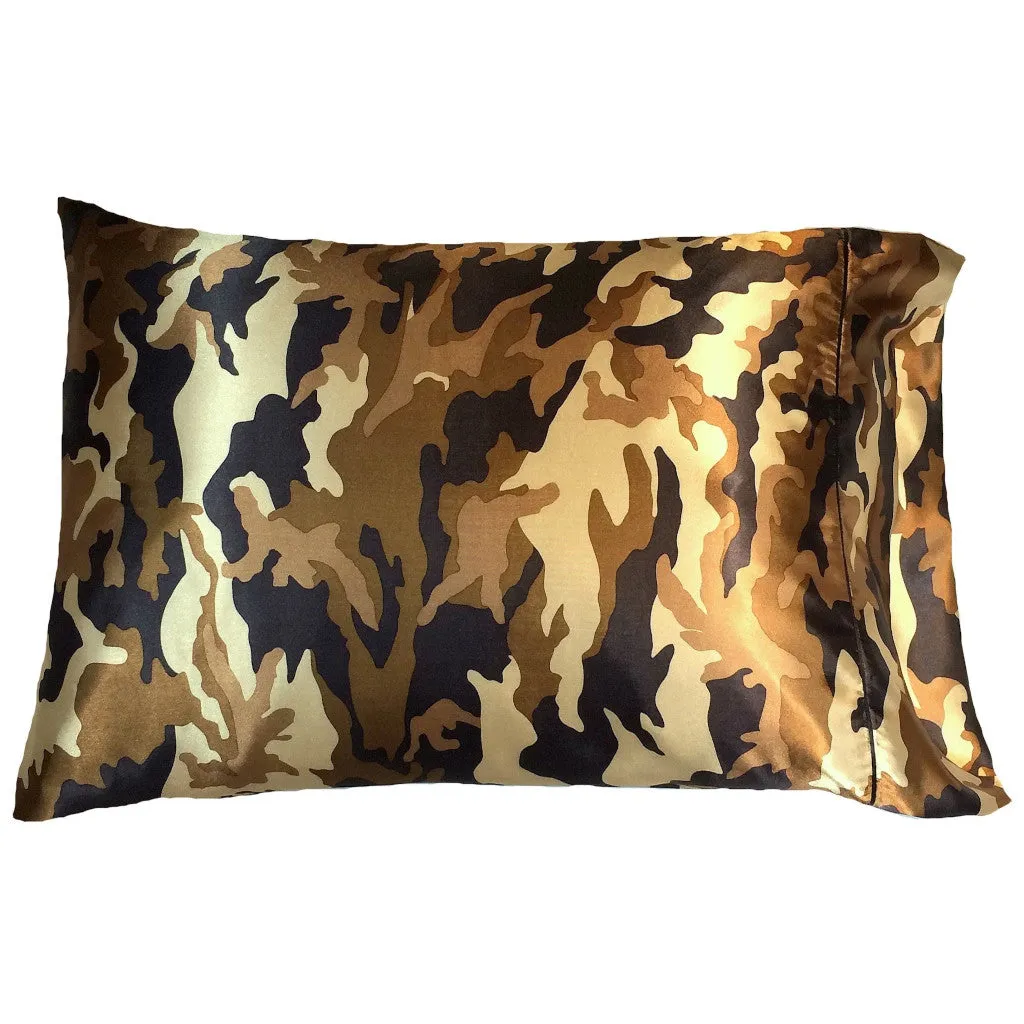 Military Gift. Dark Brown and Tan Camouflage Travel Pillow.