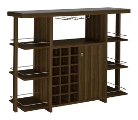 Modern Walnut Bar Unit With Wine Bottle Storage