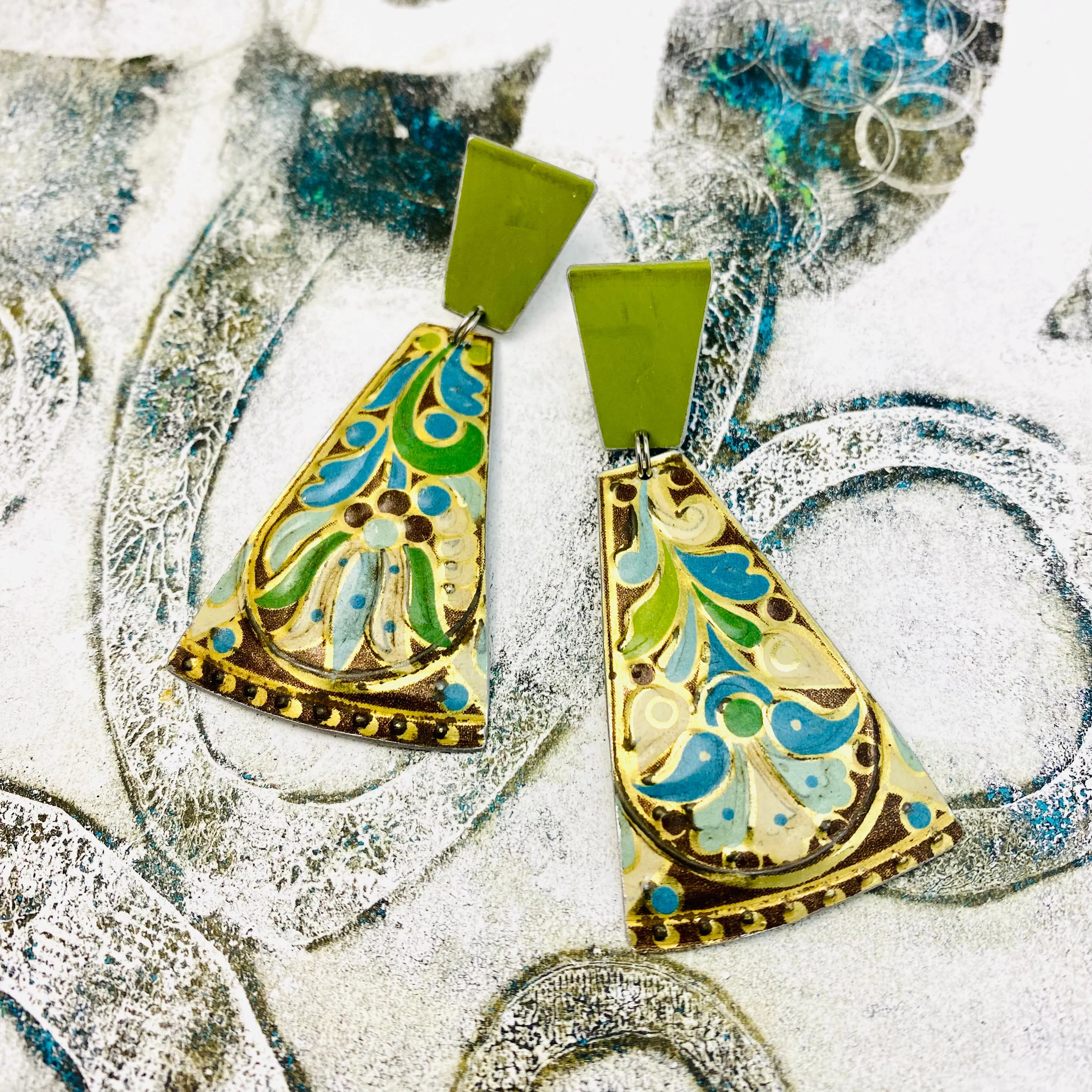 Morris Fans Recycled Tin Post Earrings