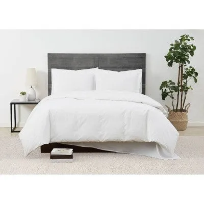 New - 3pc Full/Queen Solid Percale Duvet Cover Set White - Cannon