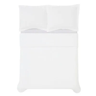 New - 3pc Full/Queen Solid Percale Duvet Cover Set White - Cannon