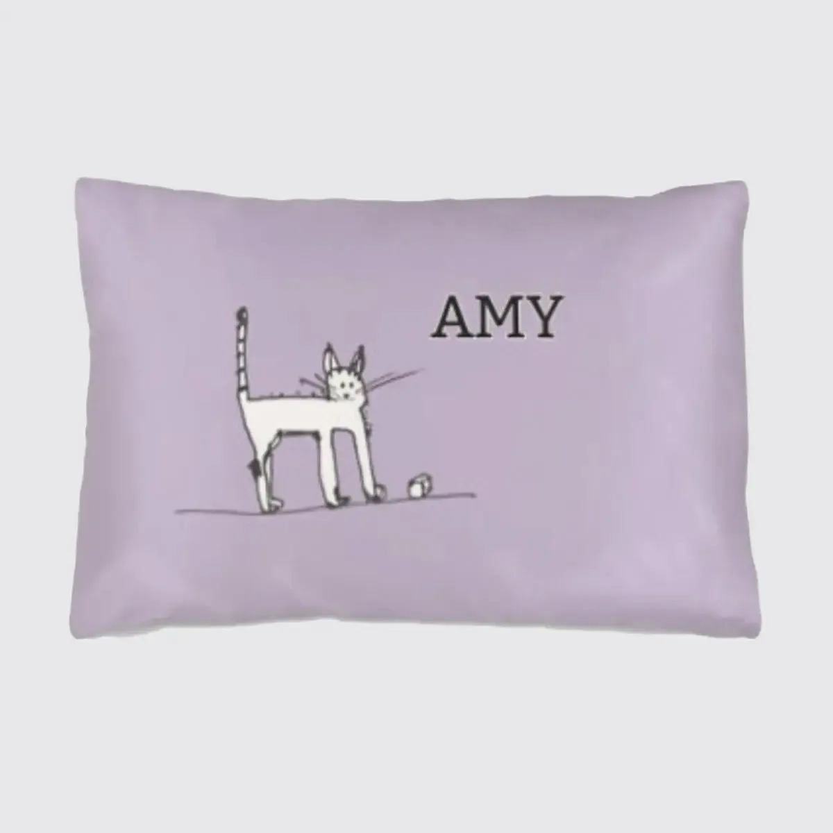 Nills Cat With Dice on Lavender Silk Pillowcase