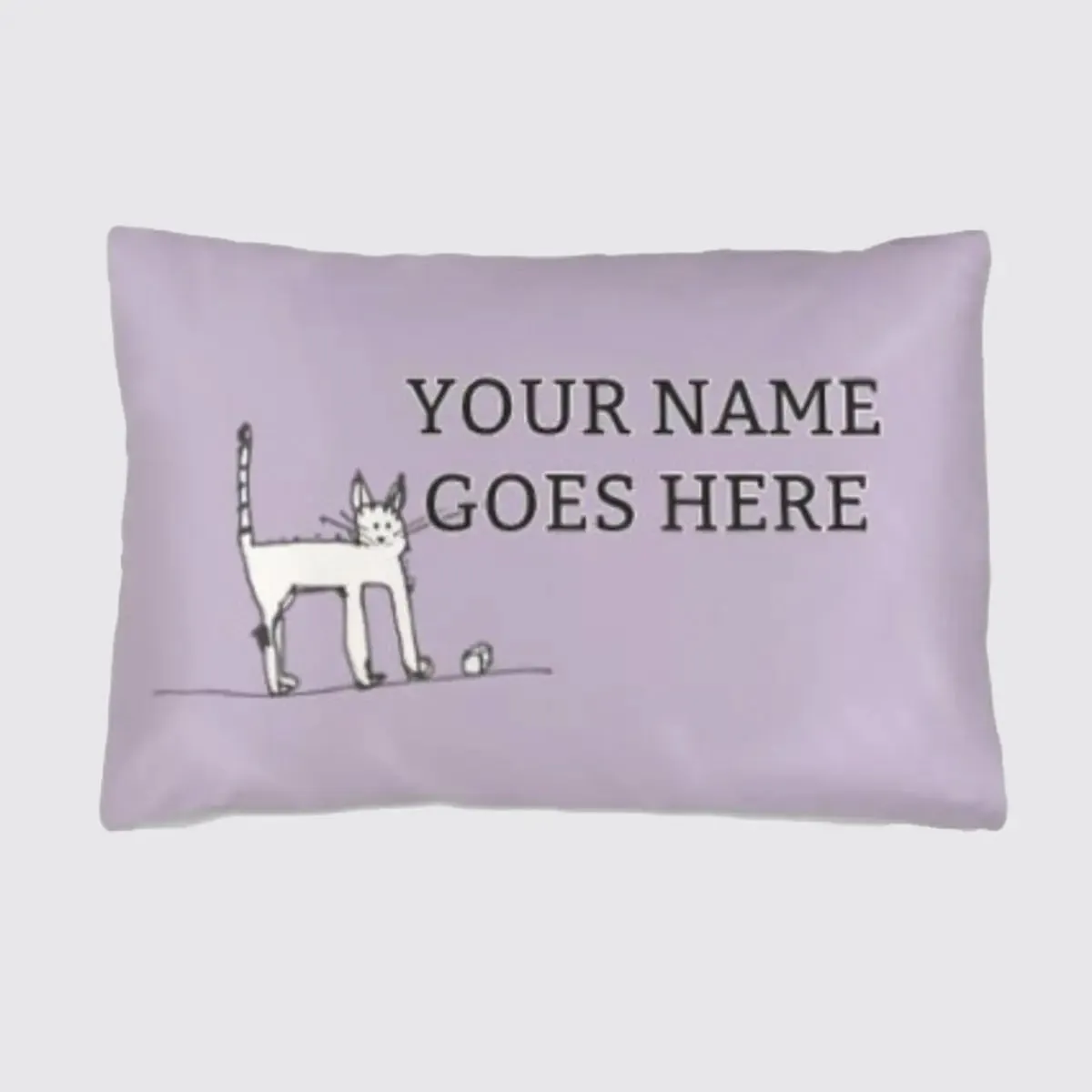 Nills Cat With Dice on Lavender Silk Pillowcase