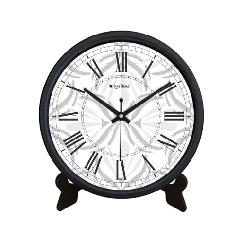 Olive Tree 8-Inch Plastic Analog Wall Clock/Table Clock - Modern Dial Latest Stylish Table Clock (Black Frame, Quartz Movement)-1009