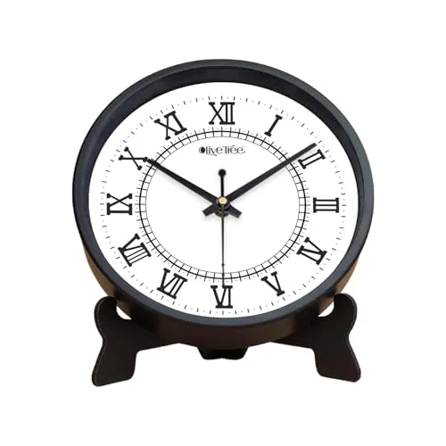 Olive Tree 8-Inch Plastic Analog Wall Clock/Table Clock - Modern Dial Latest Stylish Table Clock (Black Frame, Quartz Movement)-1019