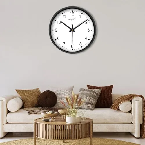 Olive Tree 8-Inch Plastic Analog Wall Clock/Table Clock - Modern Dial Latest Stylish Table Clock (Black Frame, Quartz Movement)-1022