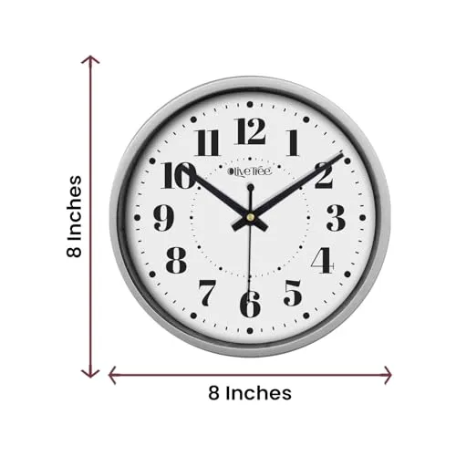 Olive Tree 8-Inch Plastic Analog Wall Clock/Table Clock - Modern Dial Latest Stylish Table Clock (Silver Frame, Quartz Movement)-1041