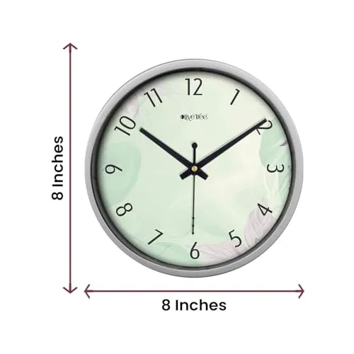 Olive Tree 8-Inch Plastic Analog Wall Clock/Table Clock - Modern Dial Latest Stylish Table Clock (Silver Frame, Quartz Movement)-1048