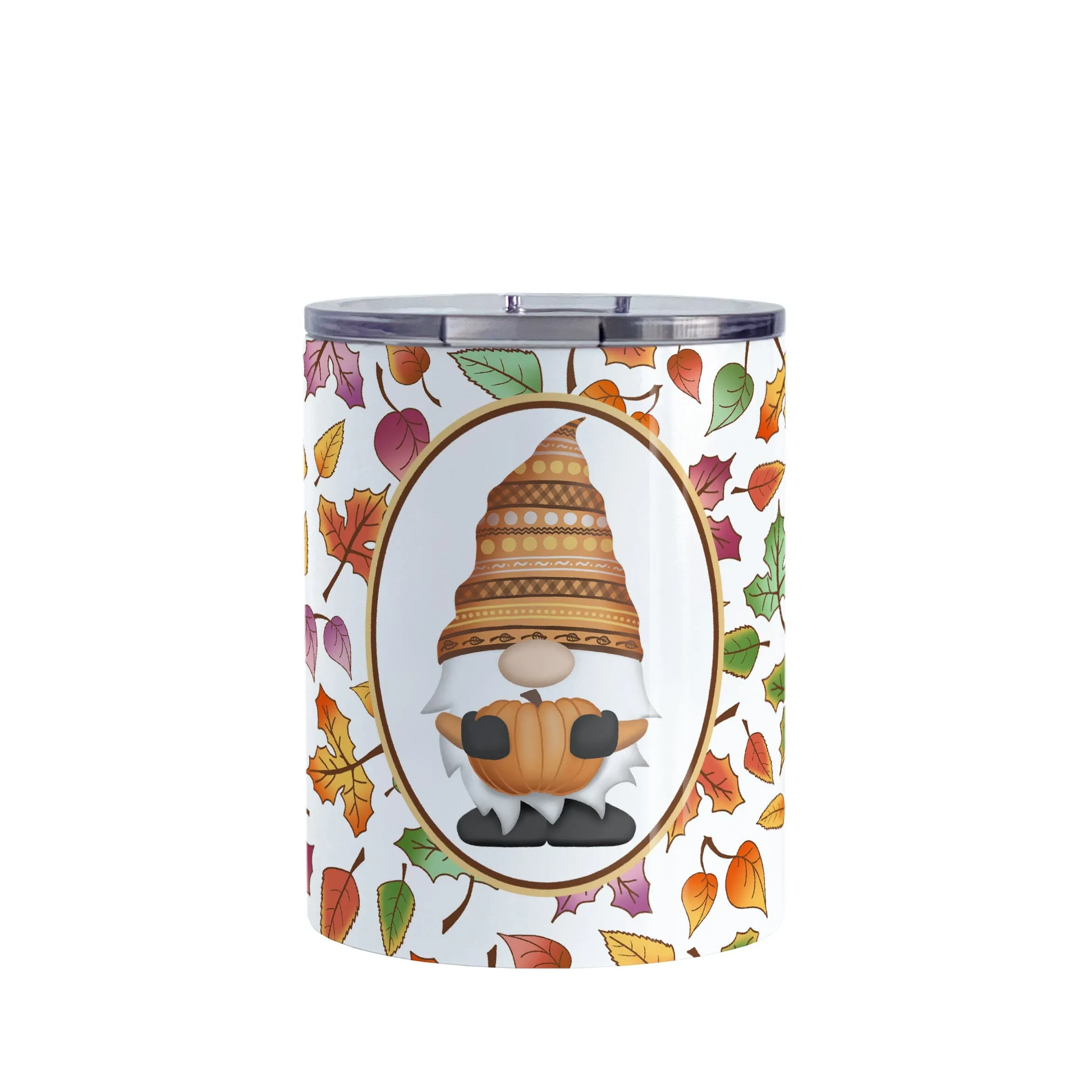 Orange Gnome Fall Leaves Tumbler Cup