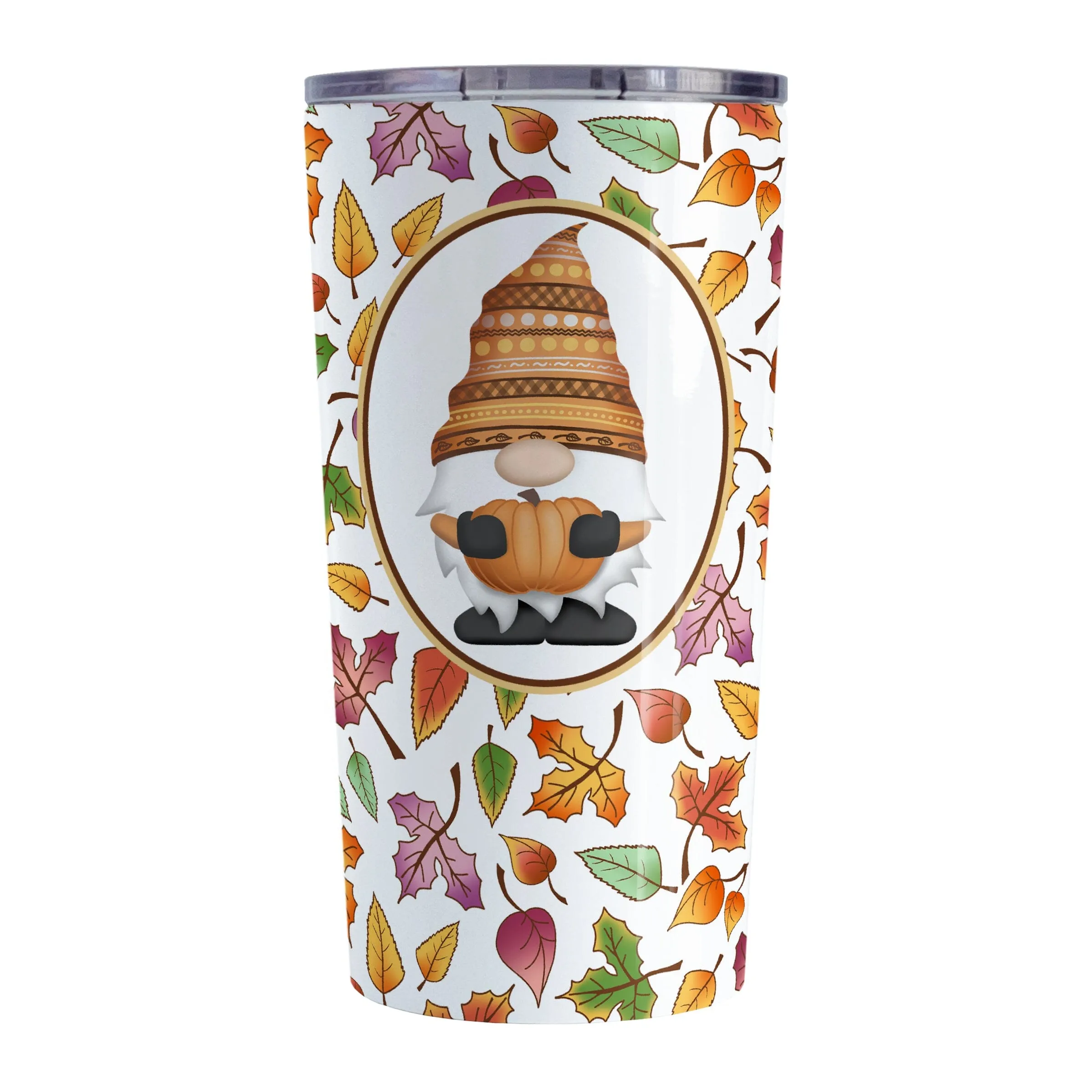 Orange Gnome Fall Leaves Tumbler Cup