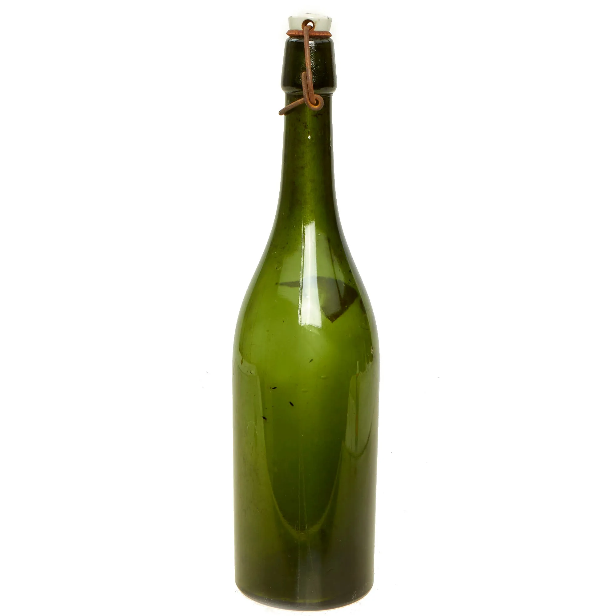 Original German WWII Luftwaffe FL UV Marked Large Green Glass Wine Bottle - dated 1944