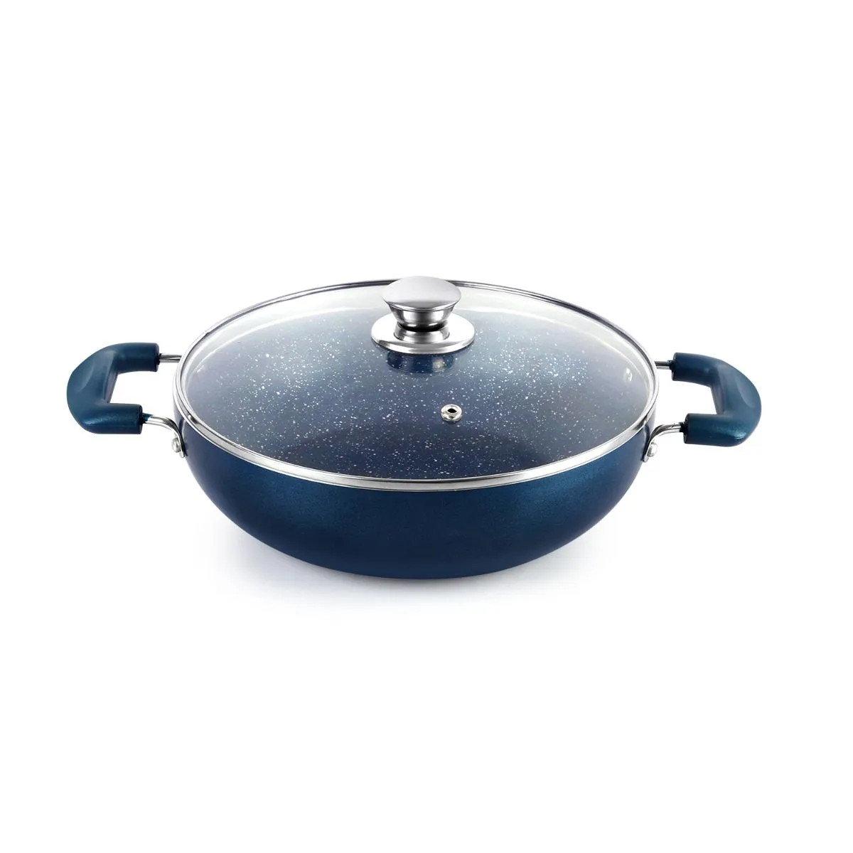 Oxford Non-Stick Induction Base Kadhai with Glass Lid, 3 Litres