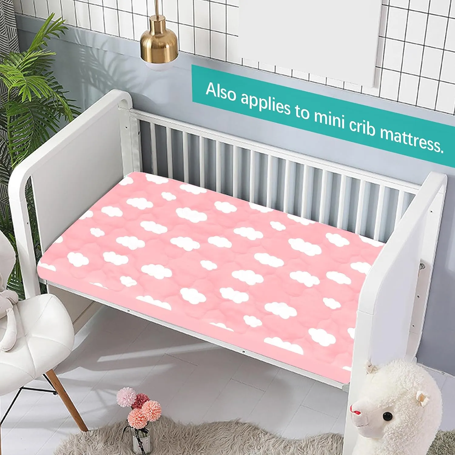 Pack N Play Mattress Pad Cover/ Protector - Ultra Soft Microfiber, Waterproof, Pink Cloud (for Standard Playpen/ Mini Crib)