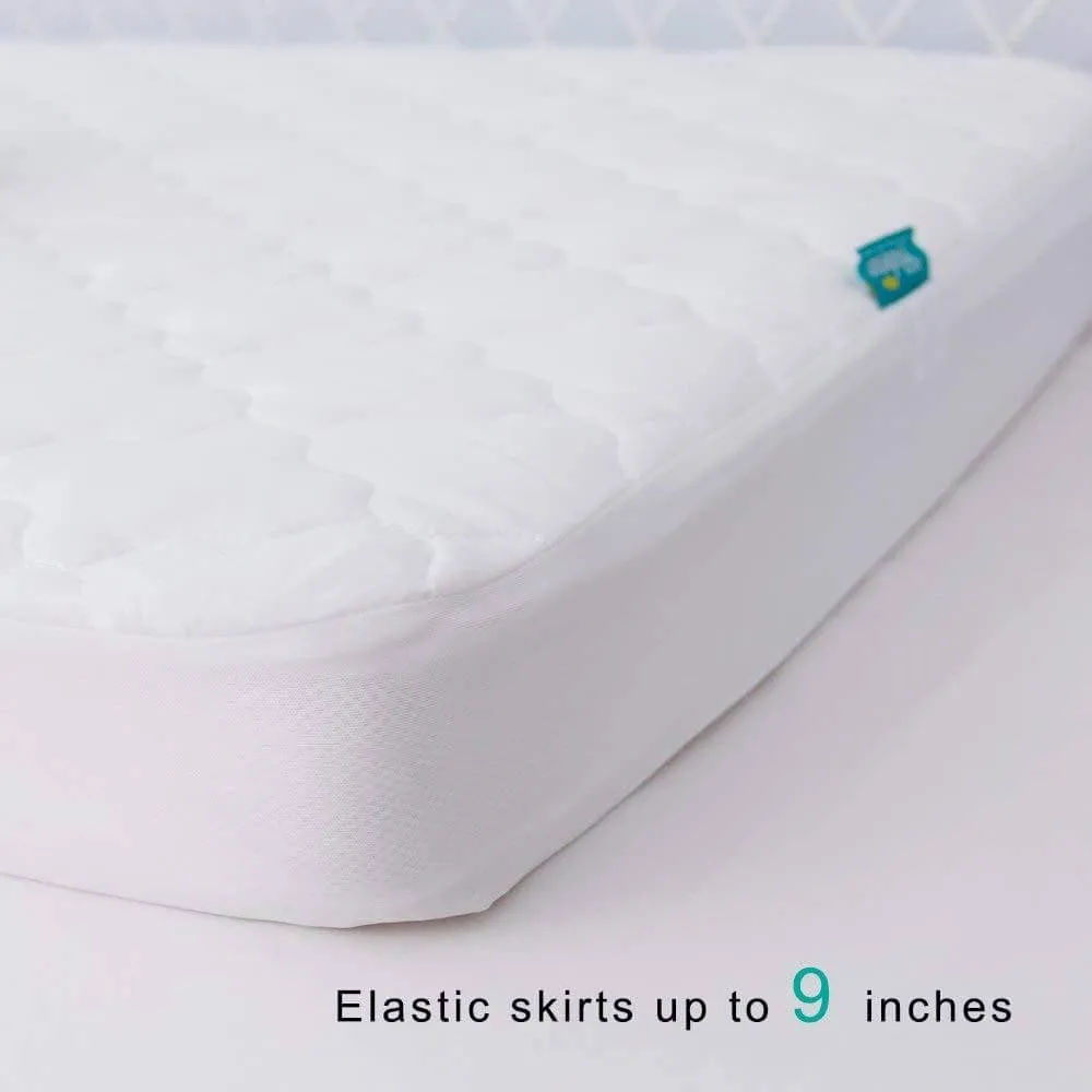 Pack N Play Mattress Pad Cover/ Protector - Ultra Soft Microfiber, Waterproof, White (for Standard Playpen/ Mini Crib)