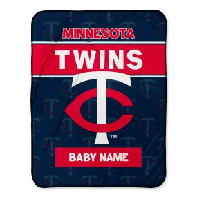 Personalized Minnesota Twins Emblem Baby Pixel Fleece Blanket