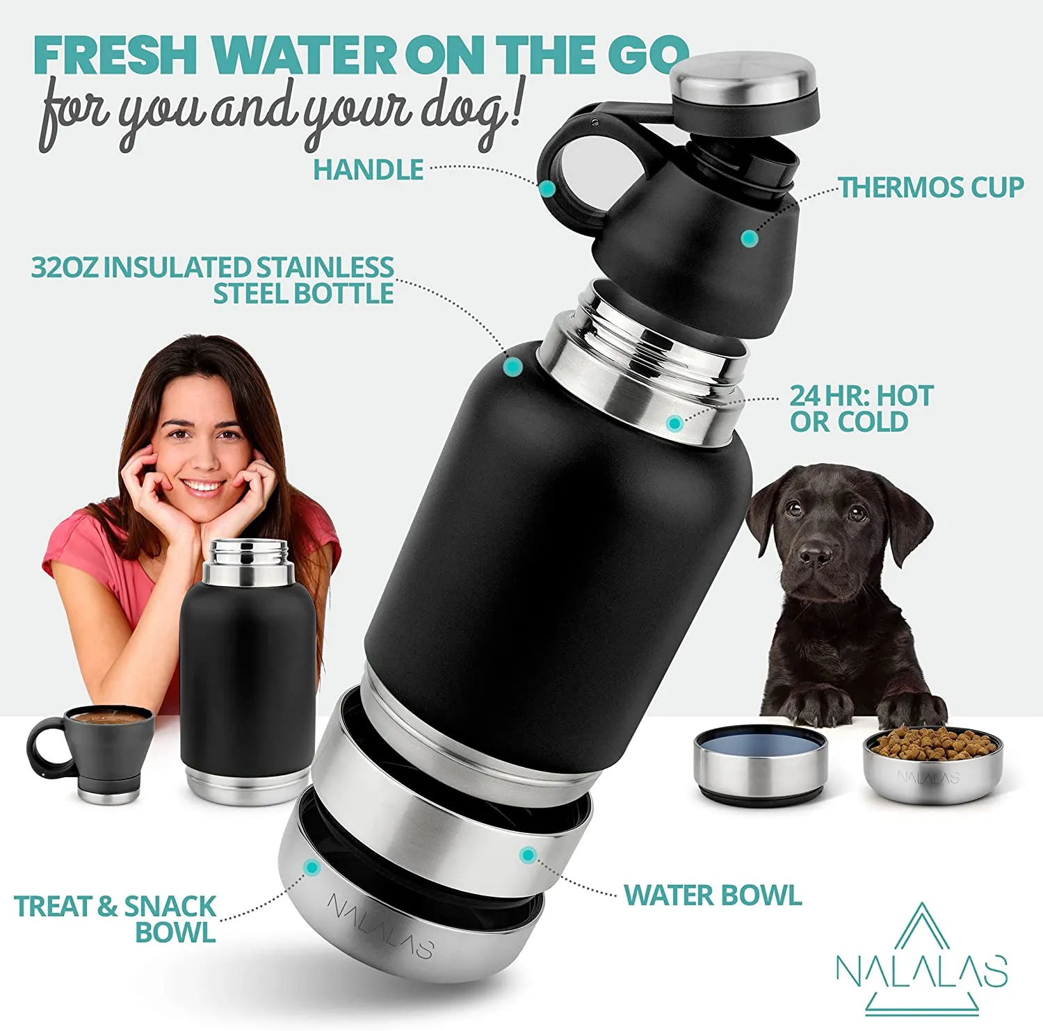 Portable Dog Water Bottle (Black)