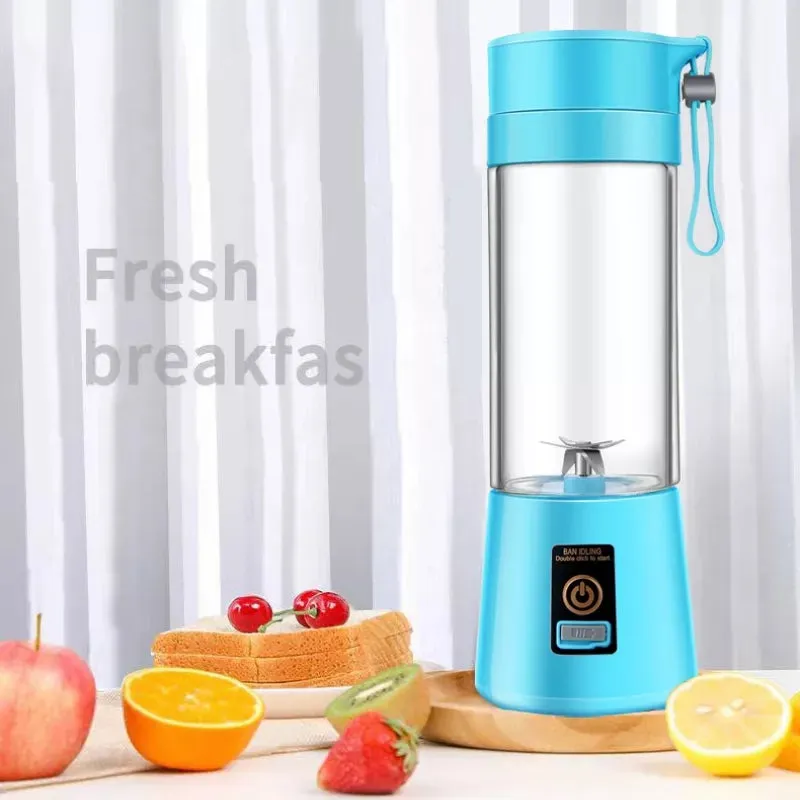 Portable Rechargeable Juice Blender with 6 Blades 380ml - HM-03