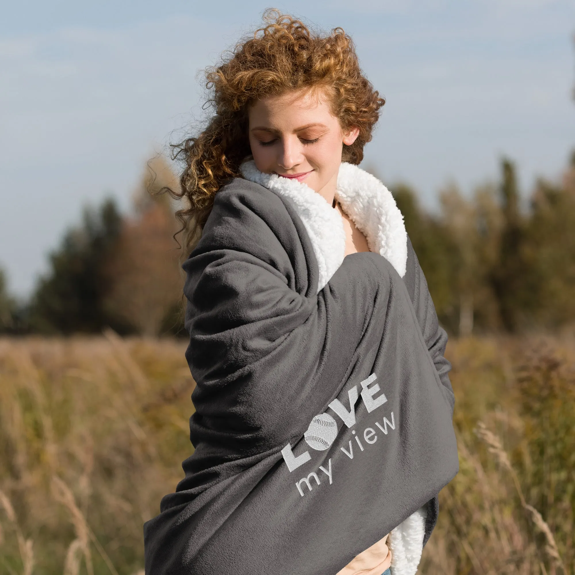 Premium sherpa blanket—Softball