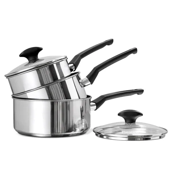 Prestige 9 X Tougher Stainless Steel 3 Piece Saucepan Set