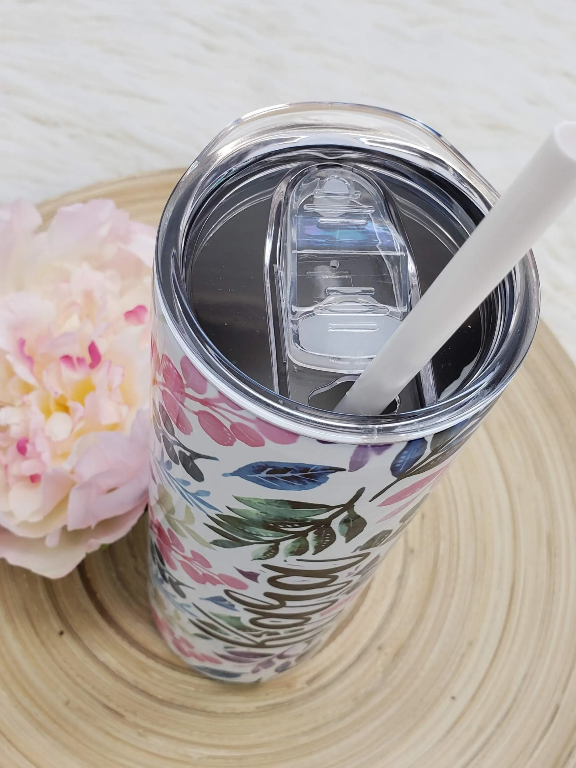 Pretty Watercolor Floral Tumbler with your Name