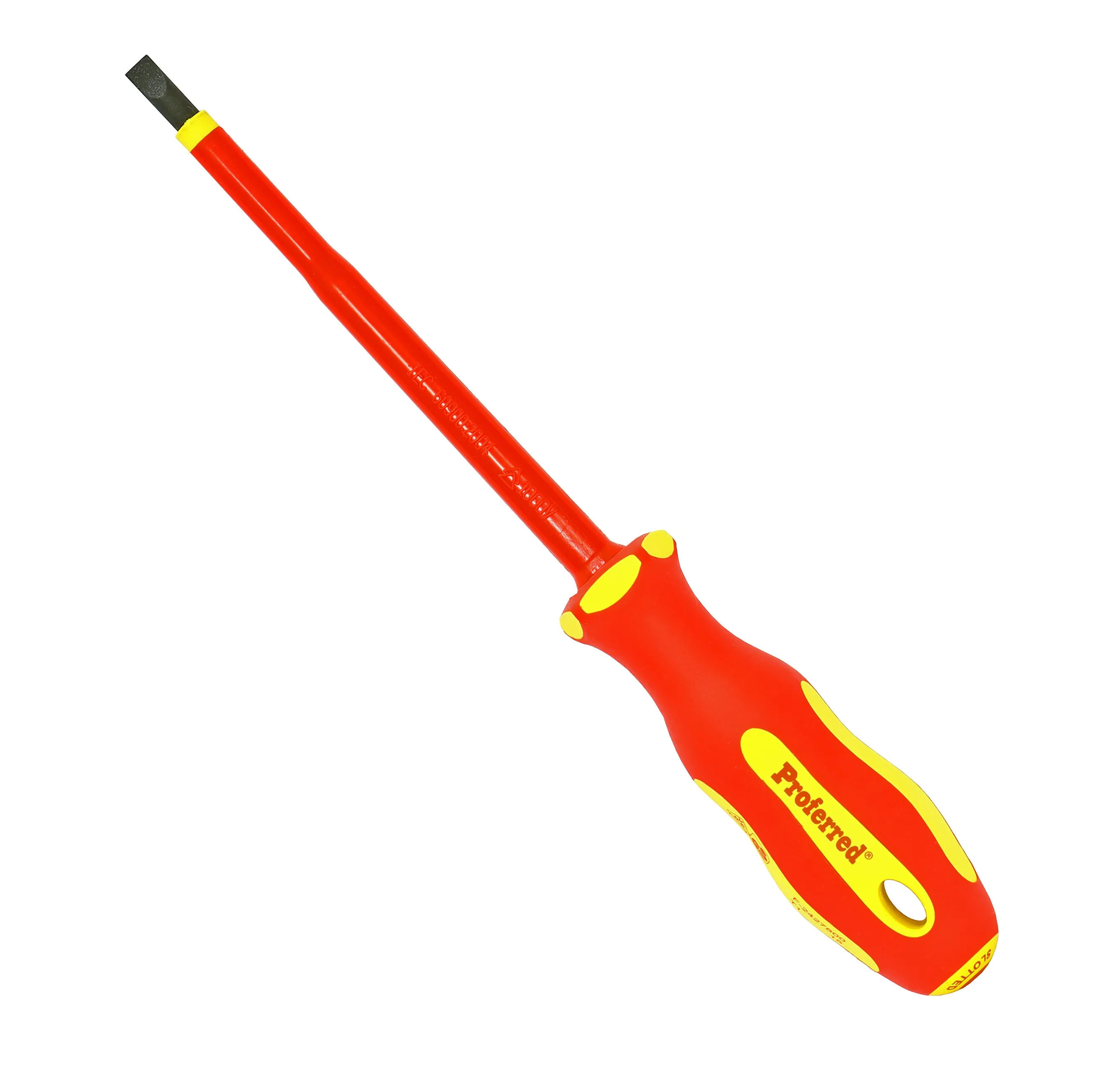 PROFERRED INSULATED (1000V) SCREWDRIVER - #2 (Phillips) x 4" Yellow PP & Red TPV Handle