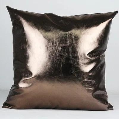 PU Leather Pillow Cover Metallic Cushion Cover