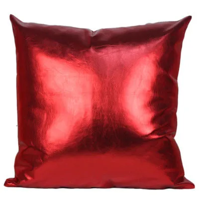 PU Leather Pillow Cover Metallic Cushion Cover