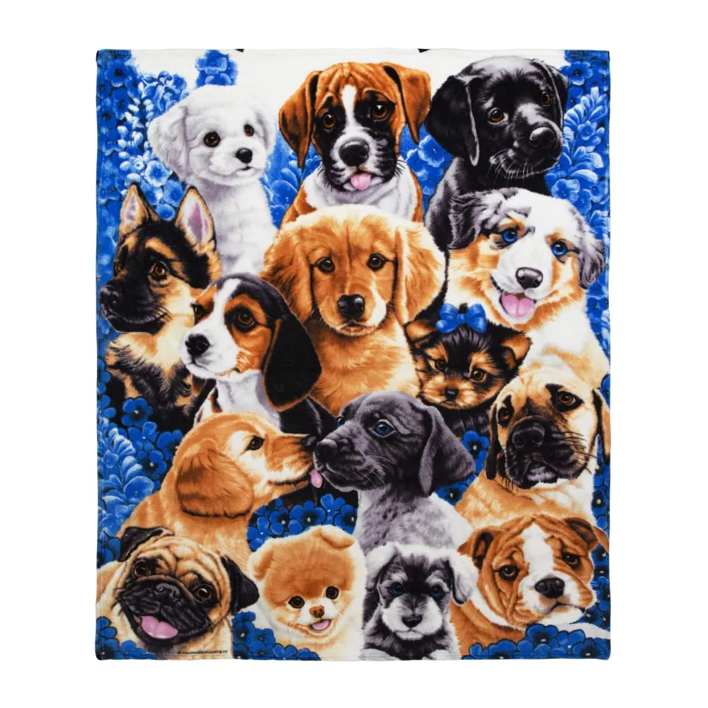 Puppy Collage Super Soft Plush Fleece Throw Blanket By Jenny Newland