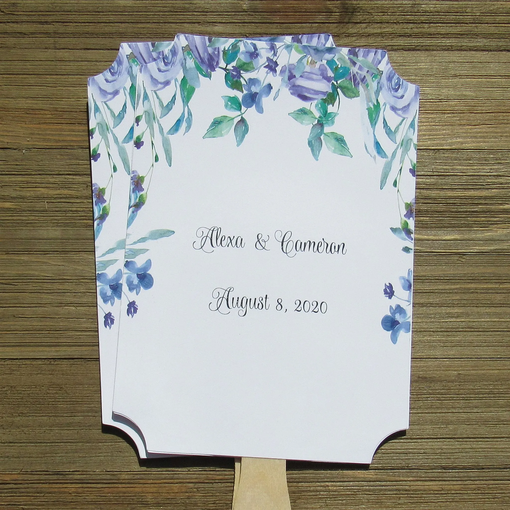 Purple Floral Wedding Fans