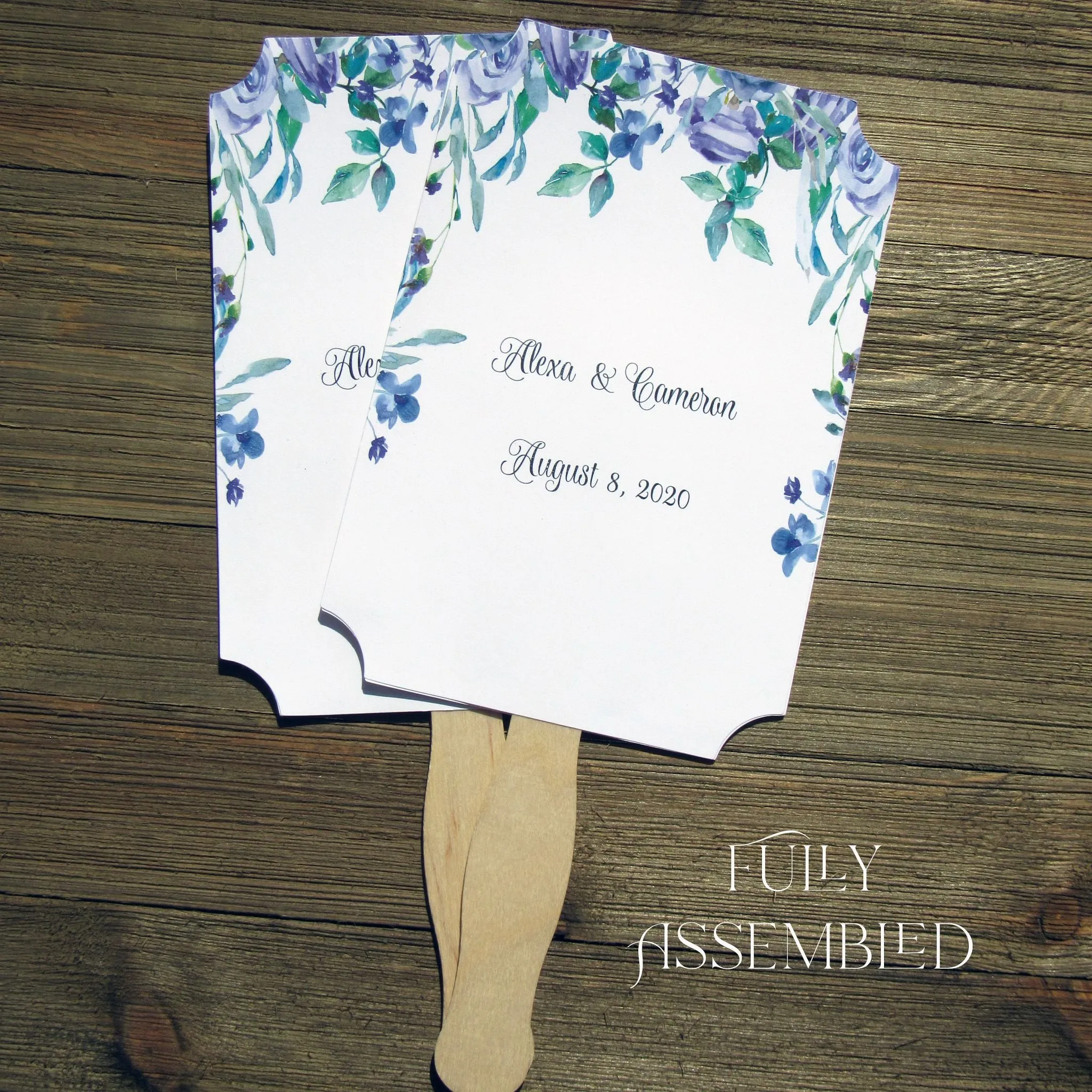 Purple Floral Wedding Fans