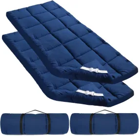 Quilted Cot Mattress Topper - 75" x 30", 2 Pack, Soft and Thicker Cot Pad Only, for Camping Cot/Rv Bunk/Narrow Twin Beds, Navy