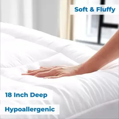 Rajasthan Crafts Super Soft 600 GSM Quilted Microfibre Mattress Padding/Topper | Breathable - Hypoallergenic Mattresses Pad for Comfortable Sleep | Double Bed Size (72x72 inch | 6x6 feet, White)