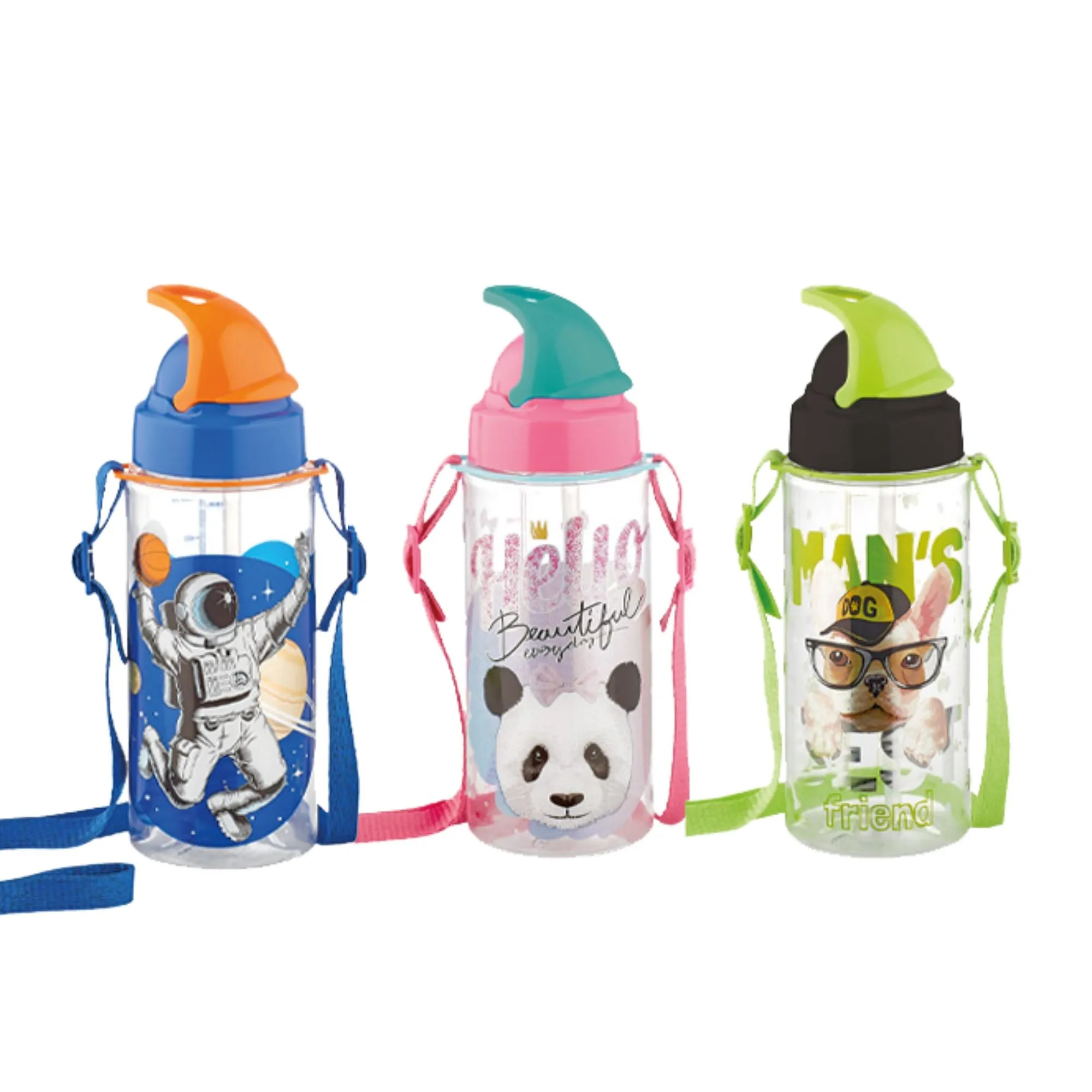 Renga Sonic Tritan Water Bottle With Straw And Shoulder Strap - 500ML- 3 Variant