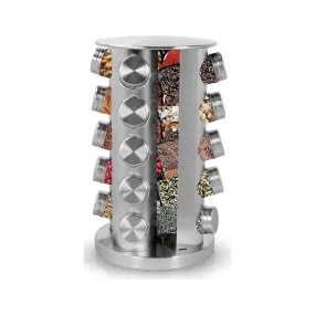 Revolving 20-Jar Countertop Spice Rack Stainless Steel