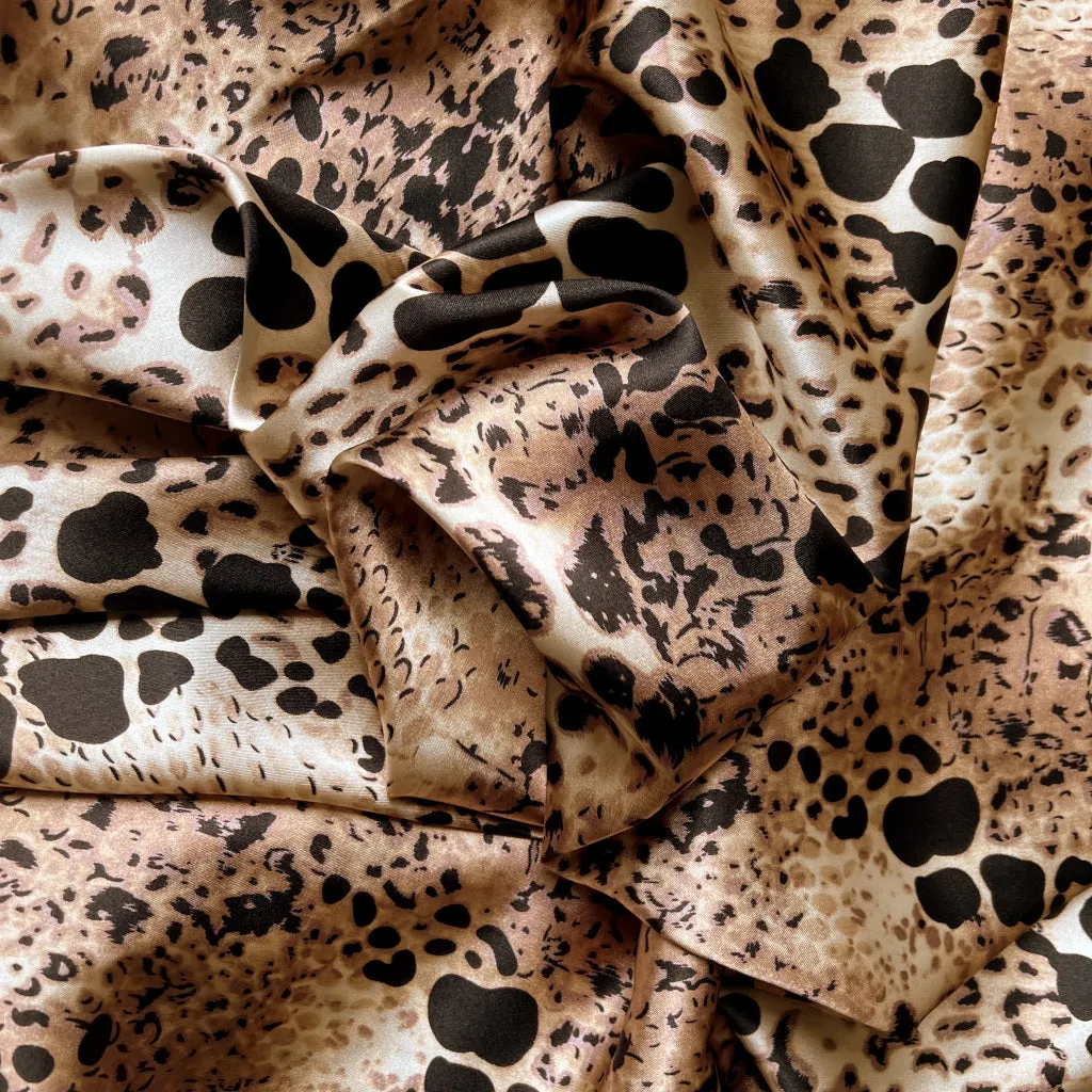 Satin Pillowcase, Leopard African Animal Print. Tan, Brown, Black.