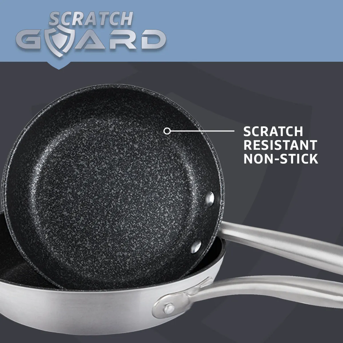 Scratch Guard: Non-Stick Stainless Steel Saucepan & Lid Set - 3 Piece