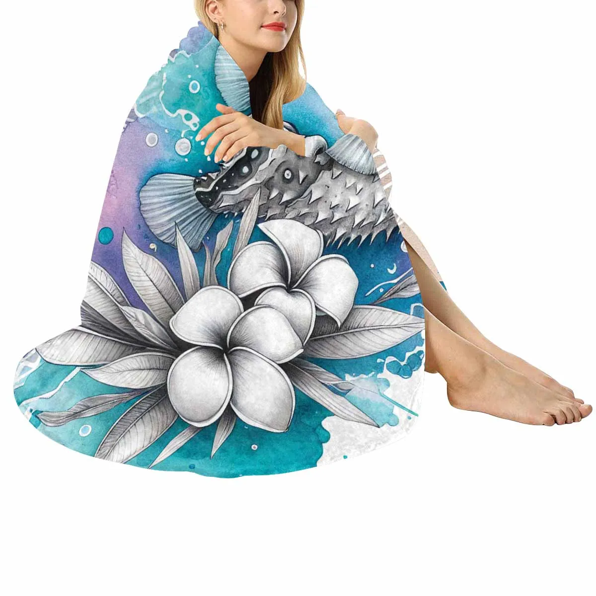 Sea_Animals_Stonfish_Awd351105  Circular Micro Fleece Blanket 60"