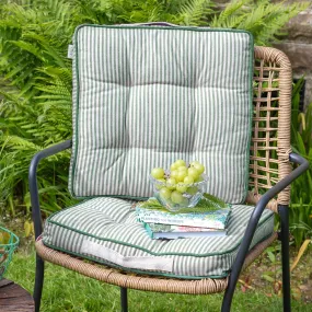 Set of 2 Padded Green Stripe Garden Seat Pads