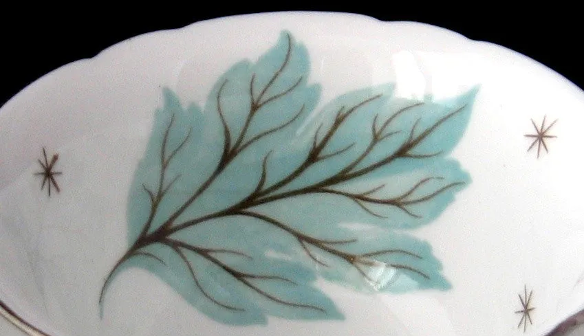 Shelley Drifting Leaves Demi Cup And Saucer Gainsborough Shape 1950s Aqua Leaves