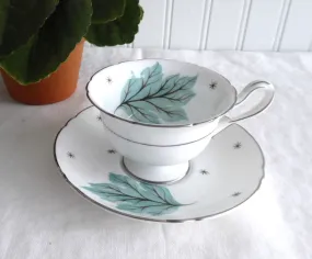 Shelley Drifting Leaves Demi Cup And Saucer Gainsborough Shape 1950s Aqua Leaves