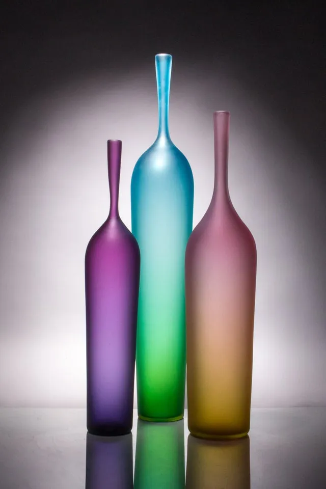 Short Ombre Bottle in Purples by J Shannon Floyd Glass