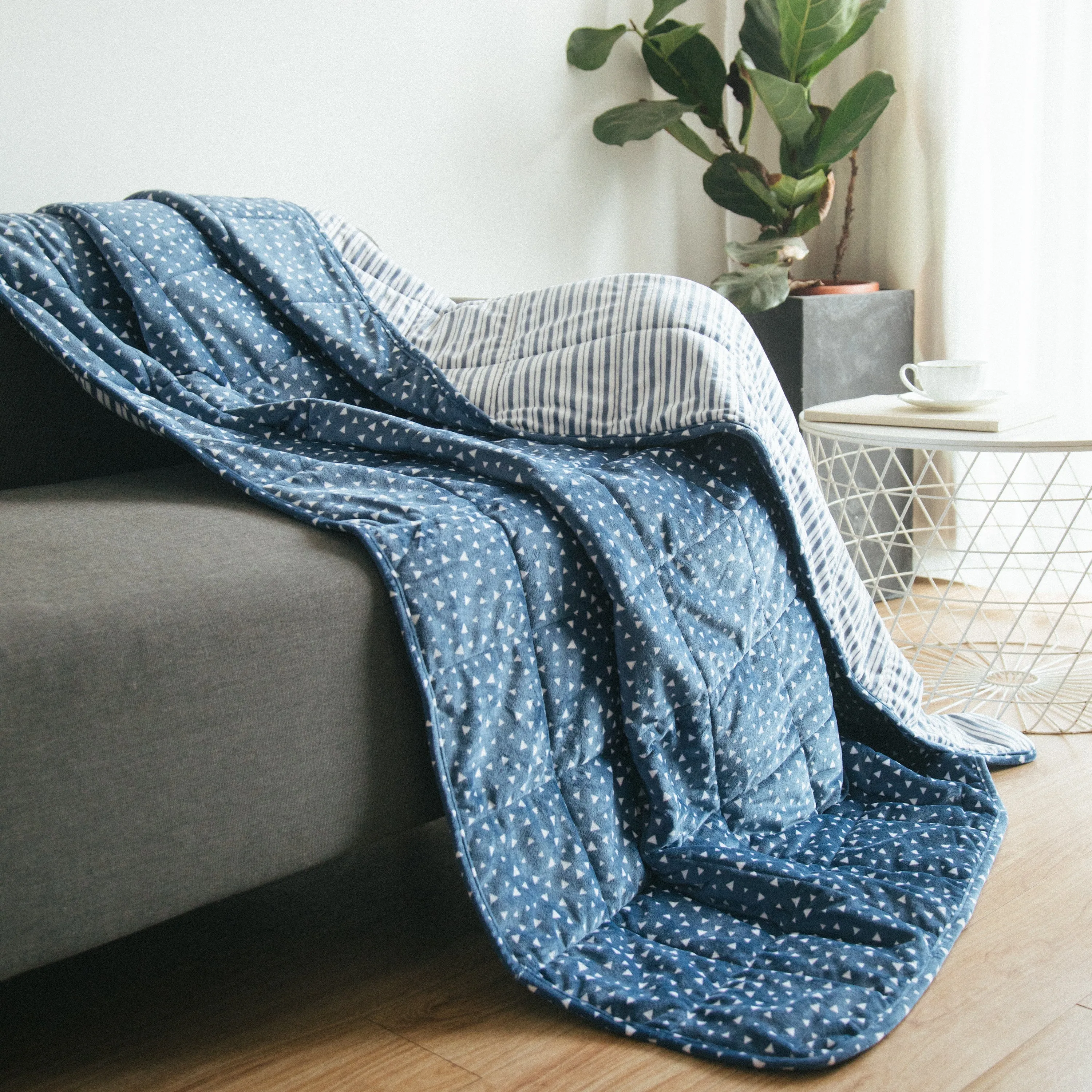 Simple Being Blue Plush Weighted Blanket