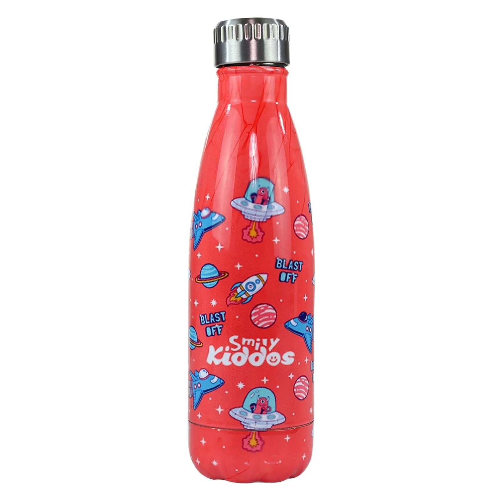 Smily Kiddos Steel Water Bottle Red  - Space Theme