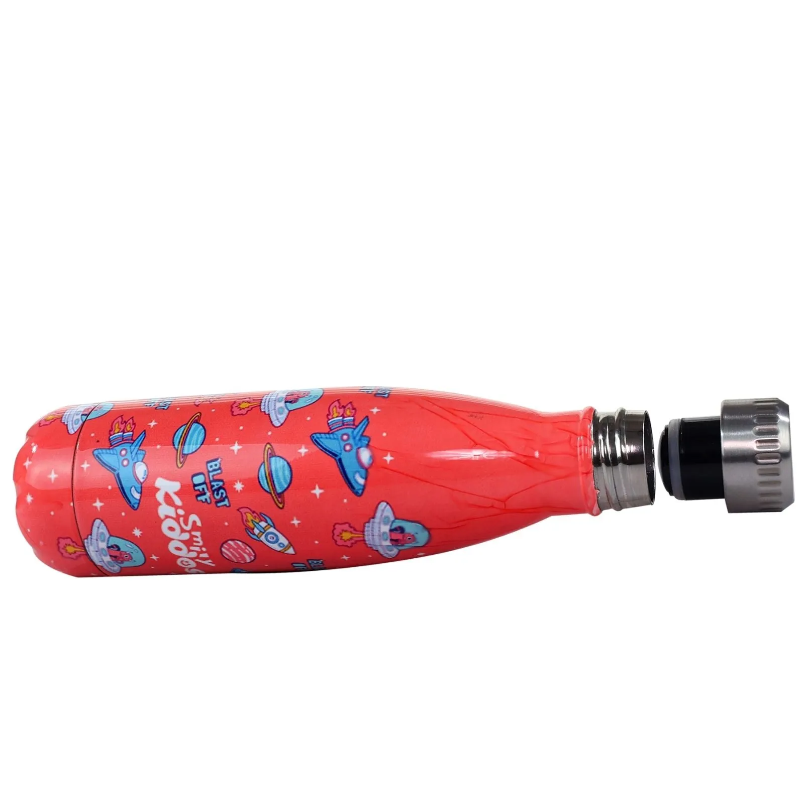 Smily Kiddos Steel Water Bottle Red  - Space Theme