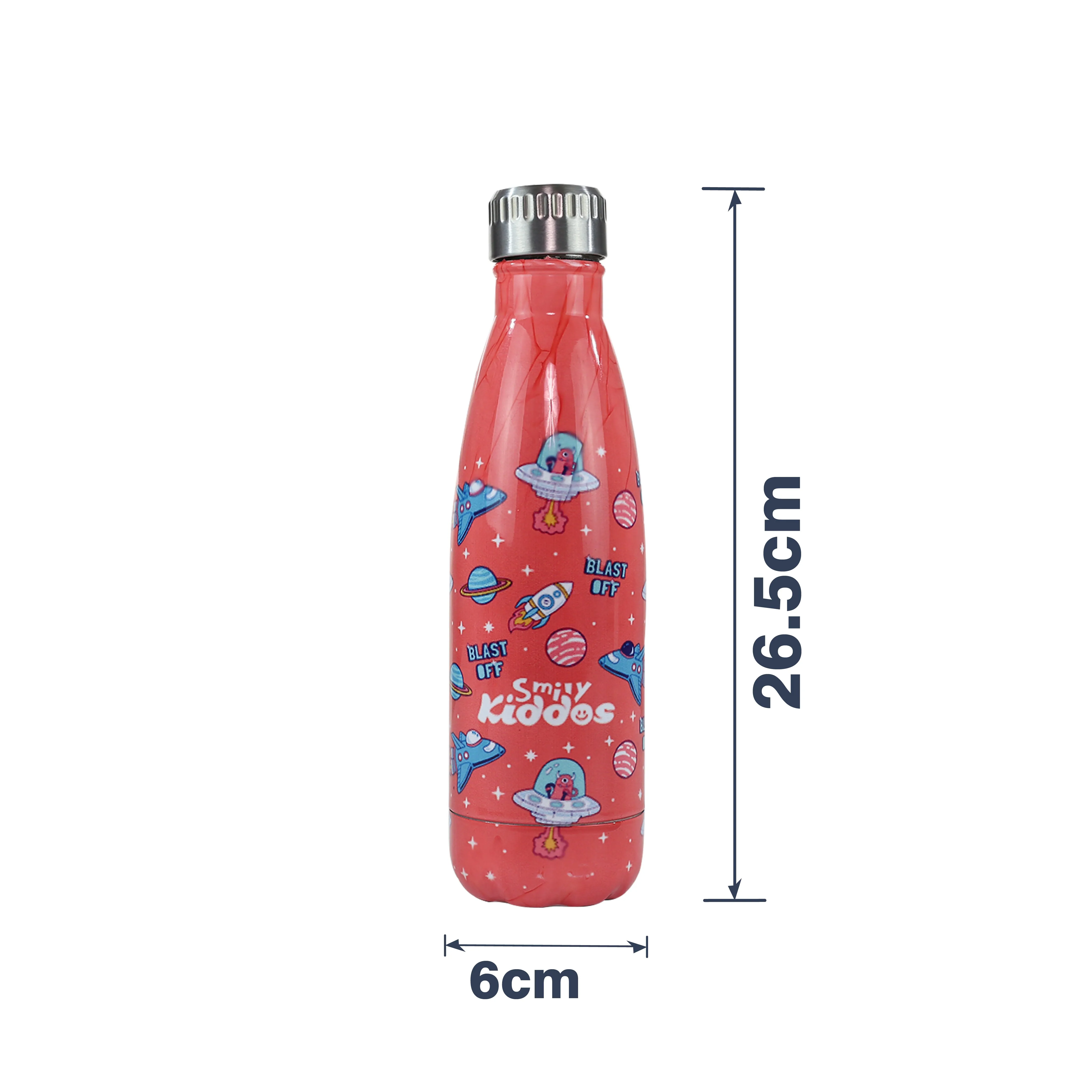 Smily Kiddos Steel Water Bottle Red  - Space Theme