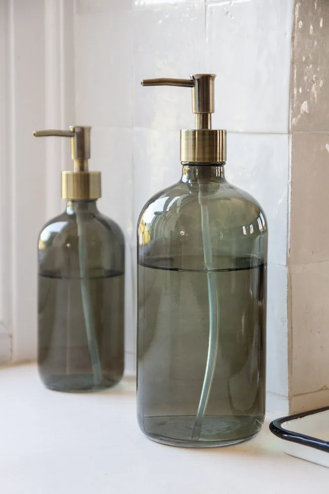 Smoked Glass Soap Dispenser Bottle - 2 Sizes Available