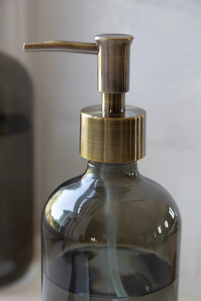 Smoked Glass Soap Dispenser Bottle - 2 Sizes Available