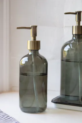 Smoked Glass Soap Dispenser Bottle - 2 Sizes Available